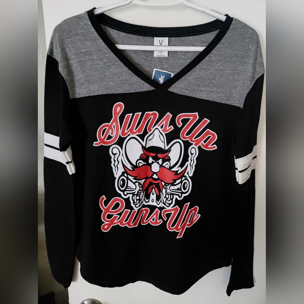 Black and Gray V-Neck Graphic Sweatshirt